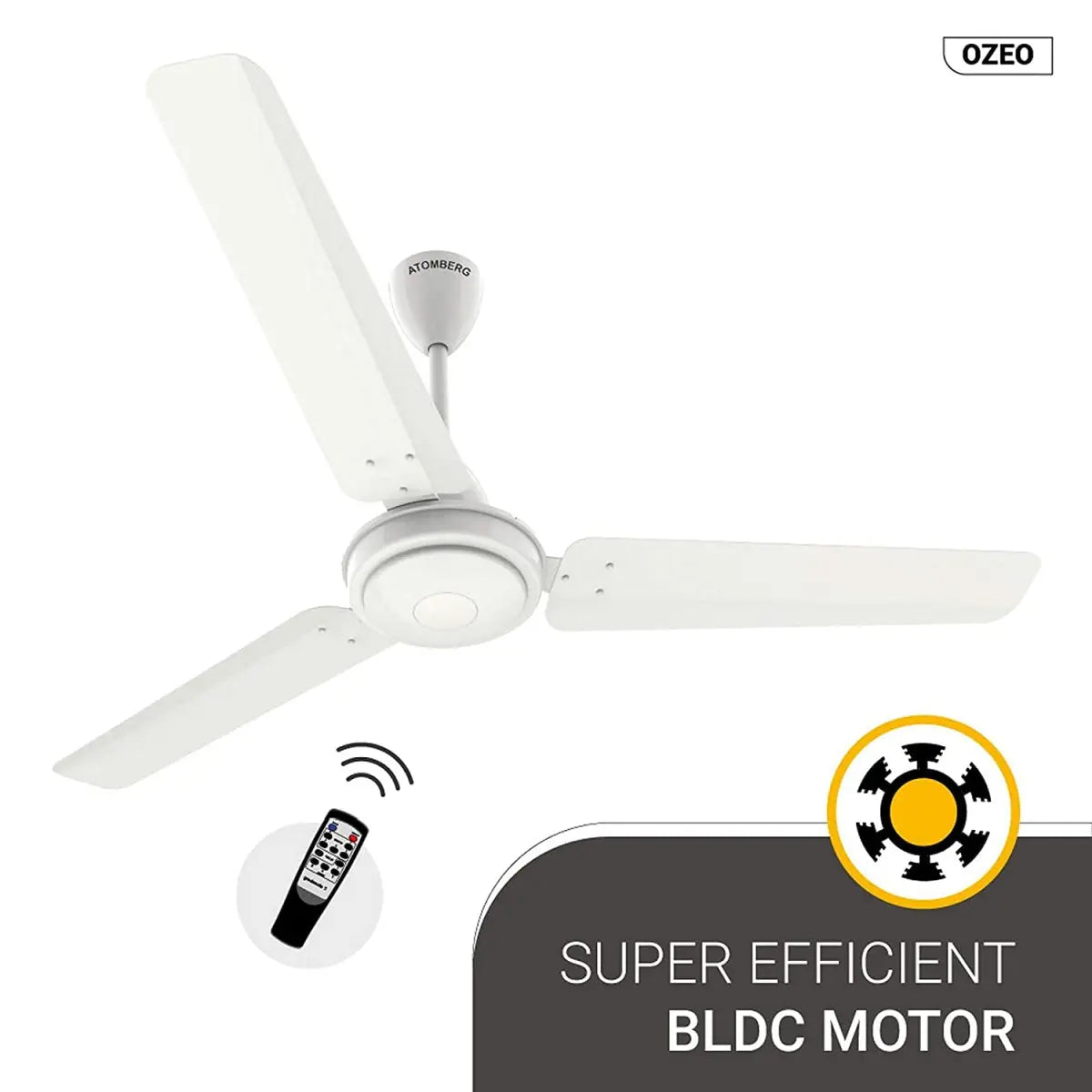 atomberg Ozeo 1200mm BLDC 5 நட்சத்திர மதிப்பீடு பெற்ற அதிவேக சீலிங் ஃபேன் ரிமோட்டுடன்