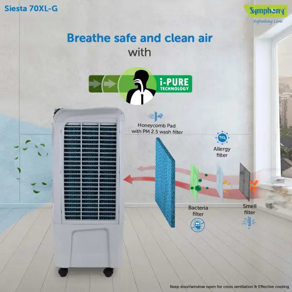 Symphony Siesta 70 XL Desert Air Cooler (70L, Grey)