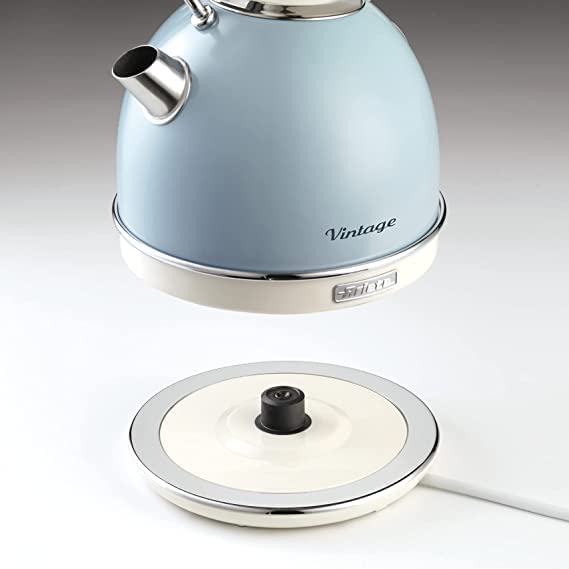 Ariete 2877 - Design Electric Kettle, 2000W, 1,7 L, Stainless Steel, Visible Water Level, Pastel Blue