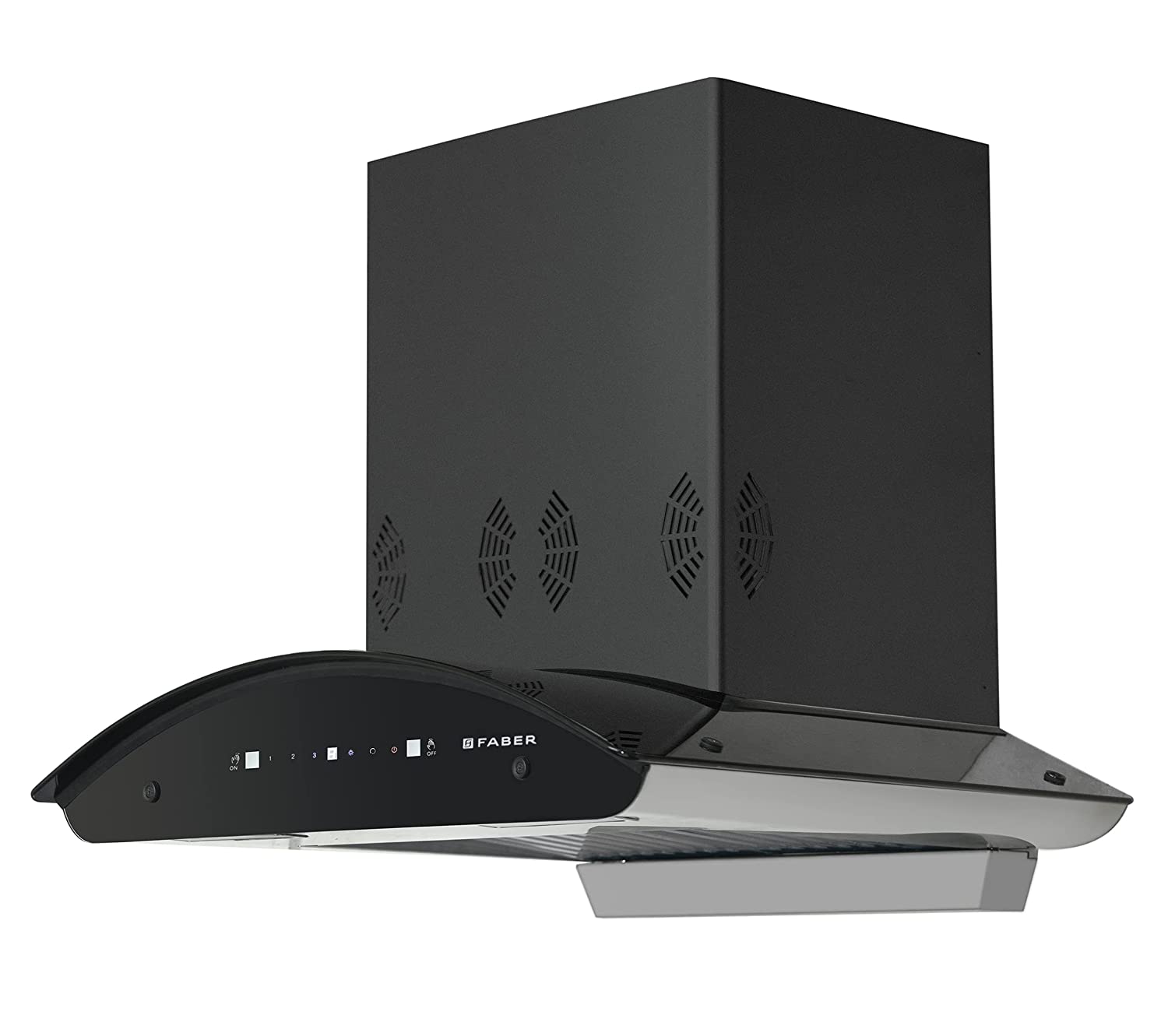 Faber 60 cm 3 Way Silent Suction, AutoClean Chimney (1298 m3/hr HOOD PREMIA 3D PLUS IND HC SC BK 60, Baffle Filters, Touch & Gesture Control, Black)