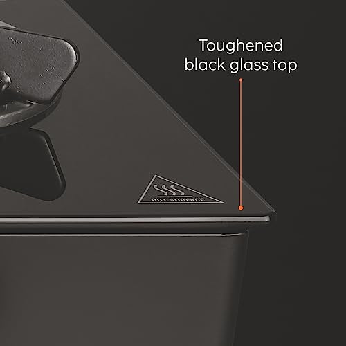 Glen 3 Burner Toughened Glass Top | Black | ISI Certified | Stainless Steel Drip Trays | Anti-Skid Feet | Ergonomic Knobs | 2 Year Warranty | CT3B70BLBB