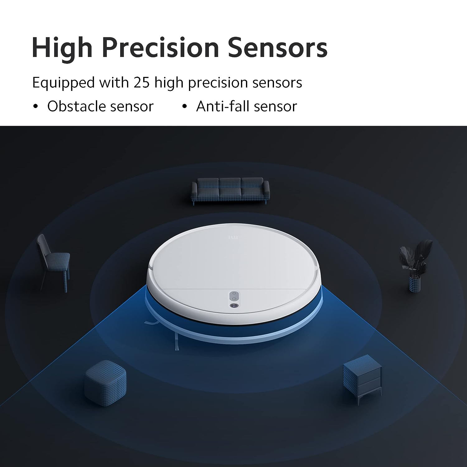 MI Xiaomi Robot Vacuum-Mop 2i, 2200 Pa Powerful Suction, 450 mL Large-Capacity Dustbin, Electronically-Controlled 270 mL Water Tank, Controls remotely via app, Alexa/GA Enabled, White