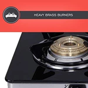 Elica Vetro Glass Top 4 Burner Gas Stove with Double Drip Tray (594 CT DT VETRO 1J), Black
