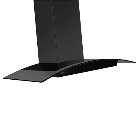 Glen Kitchen Chimney Curved Glass with 7 years warranty on Product, Touch Sensor, Italian Motor Baffle filter 90cm 1250 m3/h - Black (6071 TS BL)