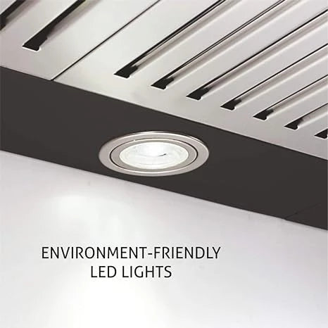 Glen Kitchen Chimney Curved Glass with 7 years warranty on Product, Touch Sensor, Italian Motor Baffle filter 90cm 1250 m3/h - Black (6071 TS BL)