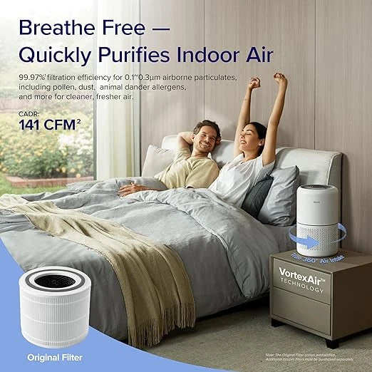 LEVOIT Core 300 Air Purifier - Allergies & Pets, H13 True HEPA Filter, 24db Filtration, Odor Eliminators, 99.97% Dust & Pollen Removal, White