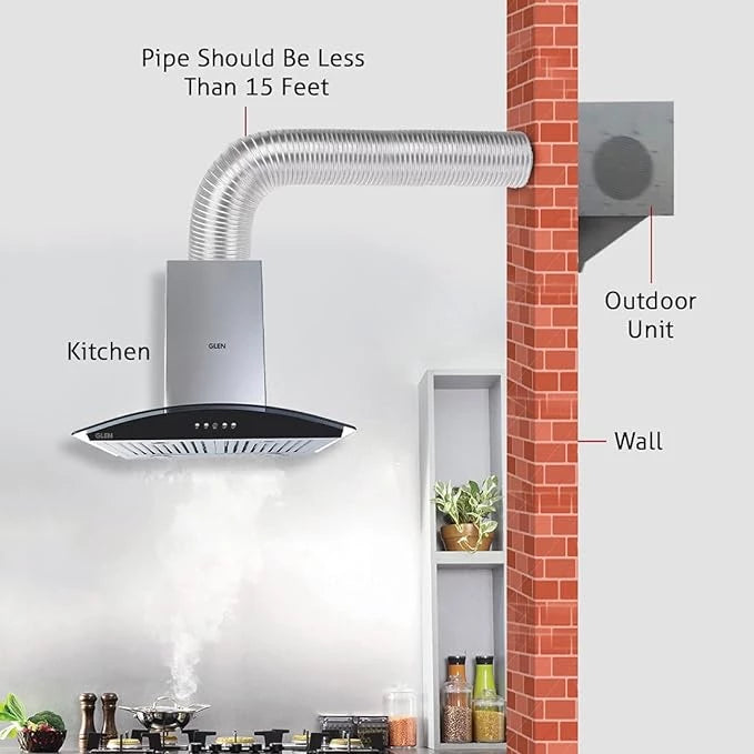 Glen Split Chimney Silencio Steel 1250 m3/h 60cm With Outdoor Unit
