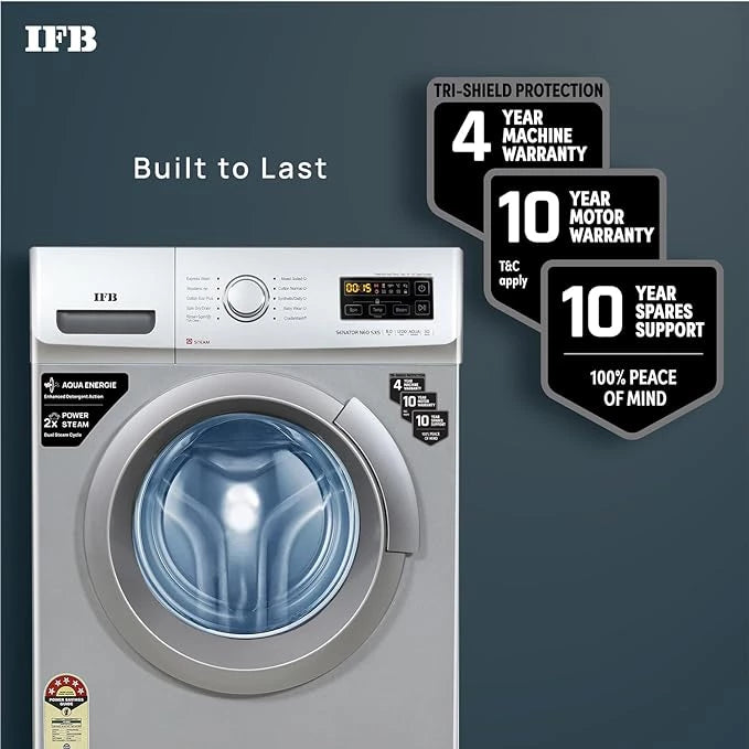 IFB 8 Kg 5 Star Front Load Washing Machine SENATOR NEO SXS 8012 2023 Model, Silver, AI, In-built Heater, 2X Power Steam,
