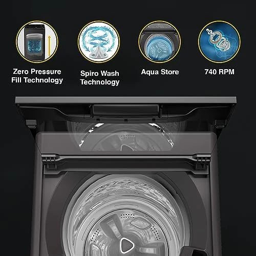 Whirlpool 7.5 Kg 5 Star Royal Fully-Automatic Top Load Washing Machine (WHITEMAGIC ROYAL 7.5 GENX, Grey, Hard Water Wash, ZPF Technology)