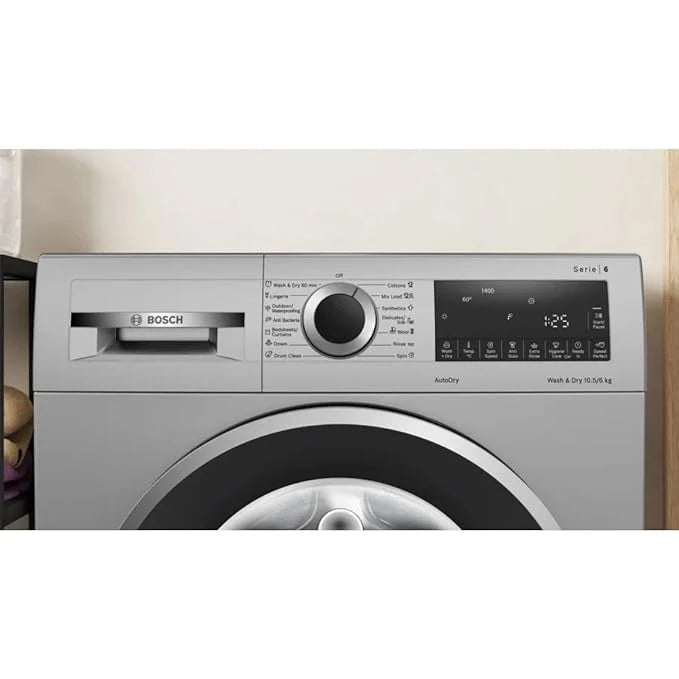 Bosch 10.5/6 KG Inverter Front Load Washer Dryer with LED TOUCH DISPLAY (WNA264U9IN,Silver)