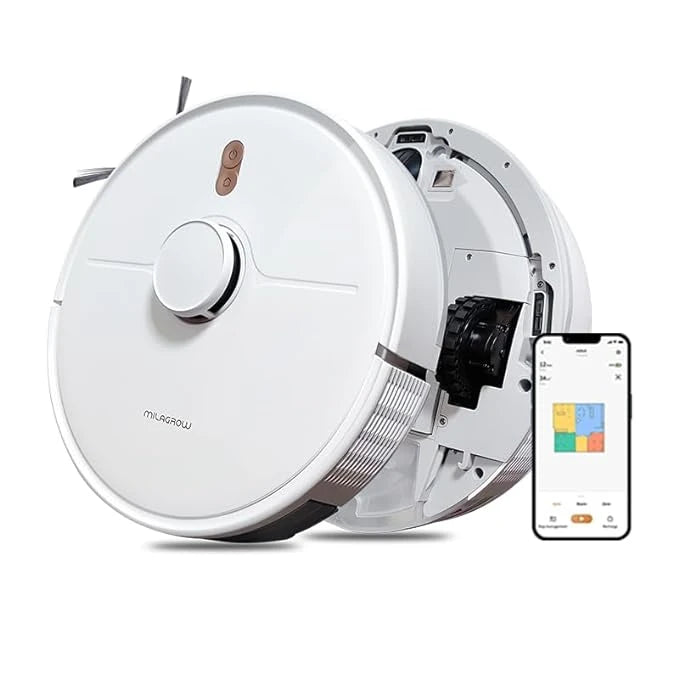 MILAGROW iMap 14 Neo, 2-in-1 Robotic Vacuum Cleaner, 2024 Launch, 3000 Pa Suction, 5000 mAh Battery, 3000+ Sq. Ft. Coverage, Advanced LDS LIDAR Navigation (White)