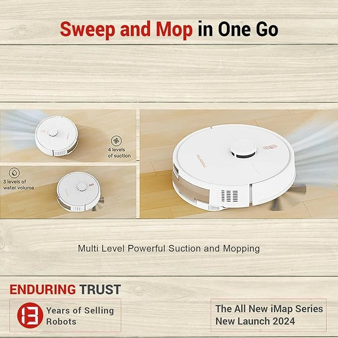 MILAGROW iMap 14 Neo, 2-in-1 Robotic Vacuum Cleaner, 2024 Launch, 3000 Pa Suction, 5000 mAh Battery, 3000+ Sq. Ft. Coverage, Advanced LDS LIDAR Navigation (White)