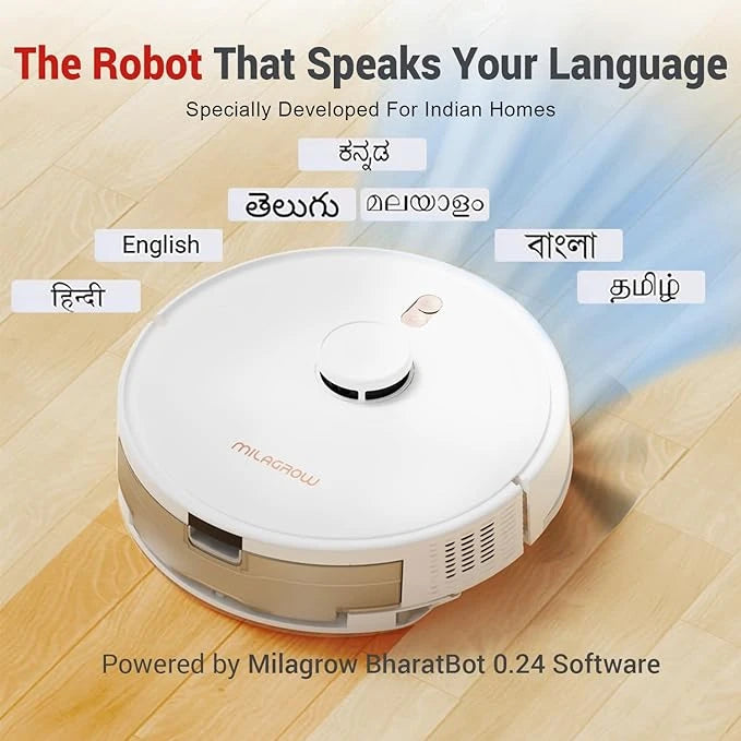 MILAGROW iMap 14 Neo, 2-in-1 Robotic Vacuum Cleaner, 2024 Launch, 3000 Pa Suction, 5000 mAh Battery, 3000+ Sq. Ft. Coverage, Advanced LDS LIDAR Navigation (White)
