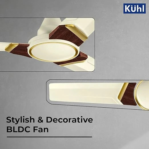 KUHL Prima A3 1200mm BLDC Ceiling Fan with Remote | 28W | 65% Energy Savings | 5 Star | High Air Flow | Ivory