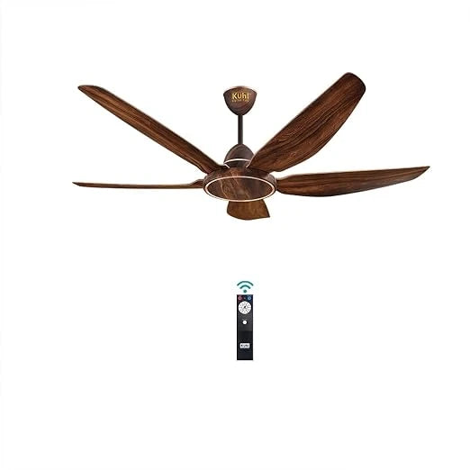 KUHL Brise E5 1320mm BLDC Ceiling Fan with Remote | 30W | 5 Star | High Air Flow | Low Noise | IoT & Alexa | Reverse Mode | Teak