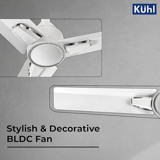 KUHL Arctis A1 900mm Decorative Power Saving BLDC Ceiling Fan with Remote | 24W | Saves upto 65% Electricity | 5 Star | High Air Flow | Stylish Design | White