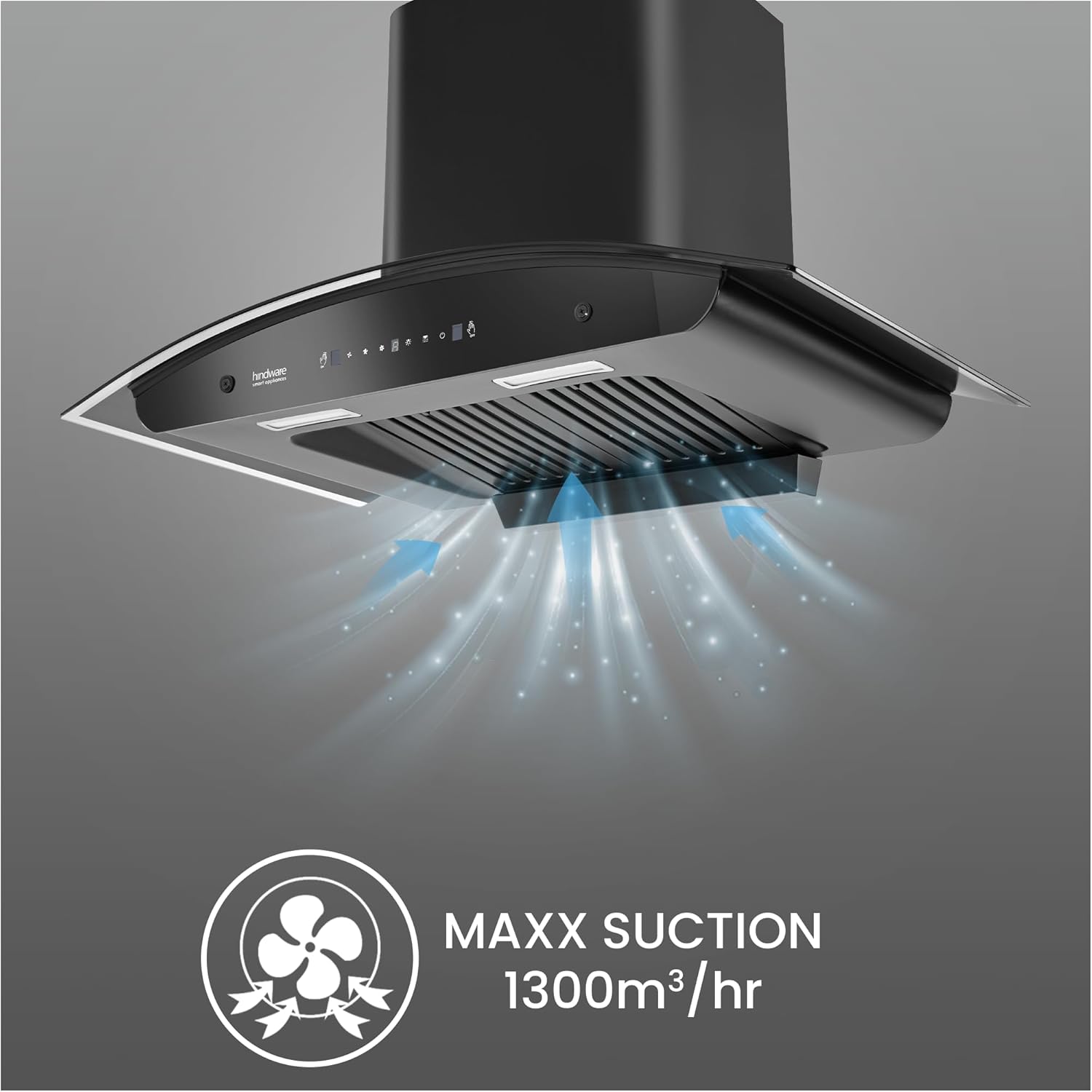 Hindware Smart Appliances Cleo Plus 90 | Kitchen Chimney with Max Suction 1300 m³/hr | Thermal Auto Clean | Touch Control with Motion Sensor Technology | Energy Efficient LED Light