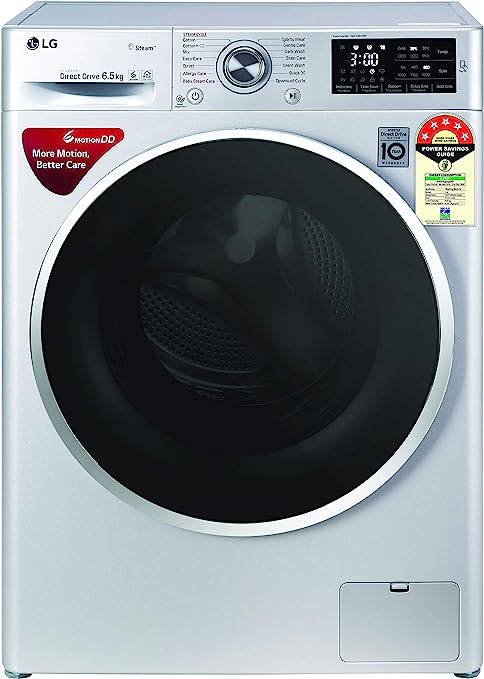 LG 6.5 Kg 5 Star Inverter Fully-Automatic Front Loading Washing Machine (FHT1265ZNL, Luxury Silver, 6 Motion Direct Drive)