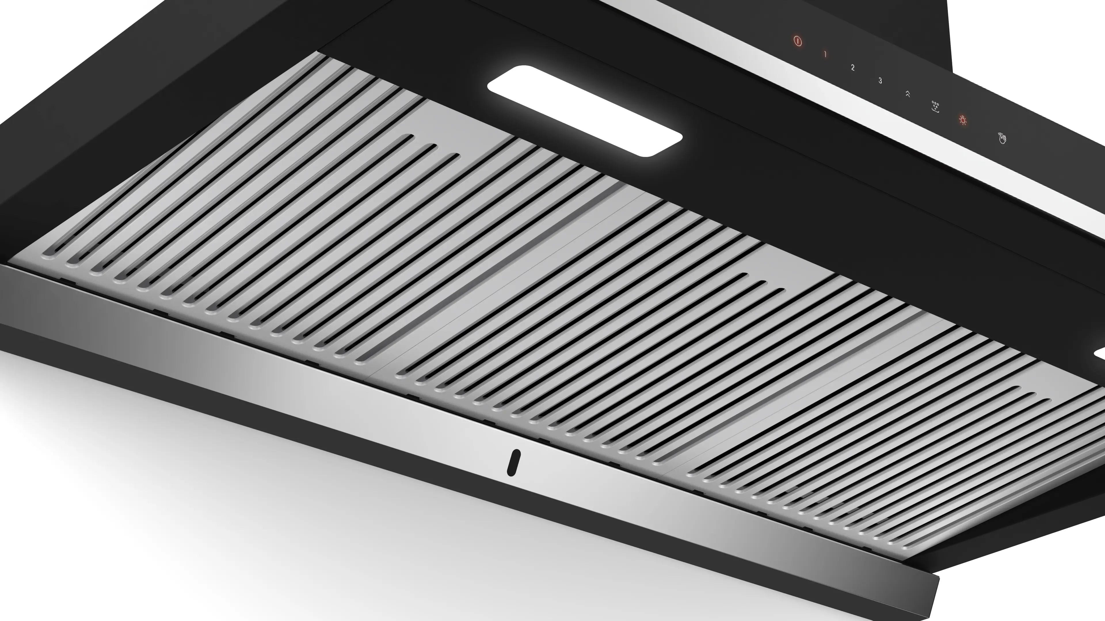 Bosch Chimney Self Clean Wall Mounted Touch Control Baffle Filter Series DWBA98J60I BLACK 90CM