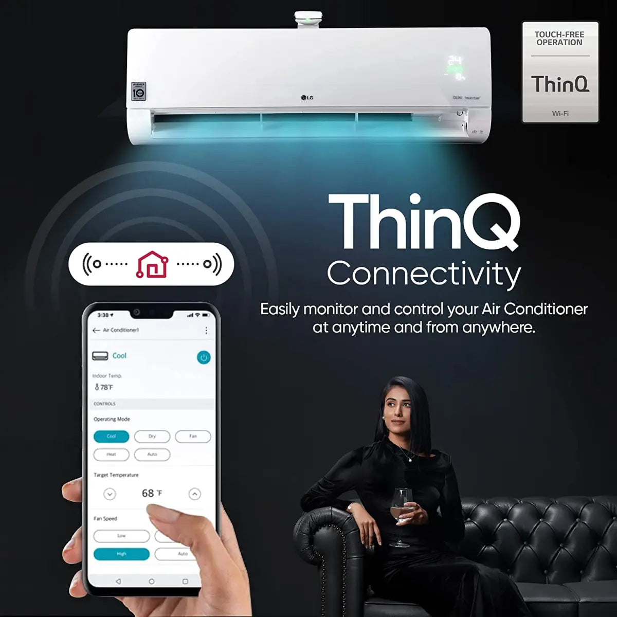 எல்ஜி ஸ்பிளிட் ஏர் கண்டிஷனர் 4 ஸ்டார் RS-Q19APYE 1.5 டன் டூயல் இன்வெர்ட்டர் வைஃபை வெள்ளை நிறத்துடன்