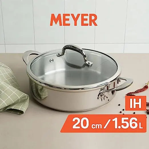 Meyer Select Stainless Steel Covered Sauteuse Gas and Induction Base 70649 20cm Silver