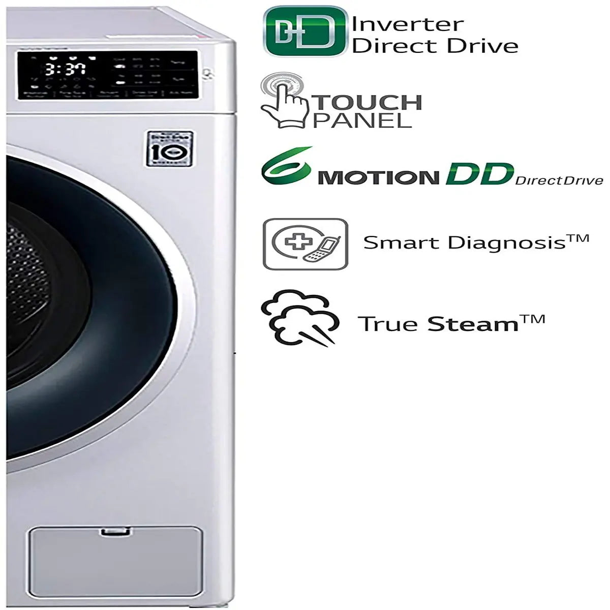 LG 8.0 Kg Inverter Fully-Automatic Front Loading Washing Machine (FHT1208SNL, Luxury Silver)