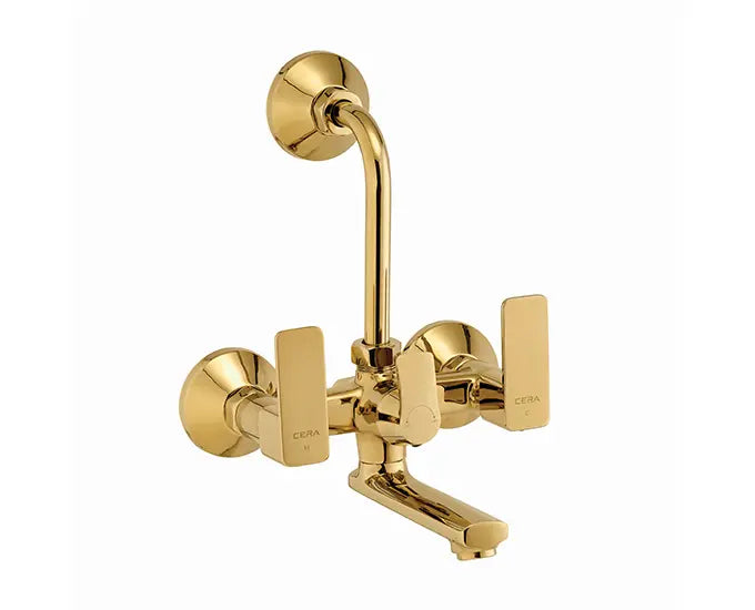 Cera F1005401FG Lustre Ruby French Gold Finish Quarter Turn Wall Mixer With 210 mm (8.5") Long Bend Pipe For Overhead Shower