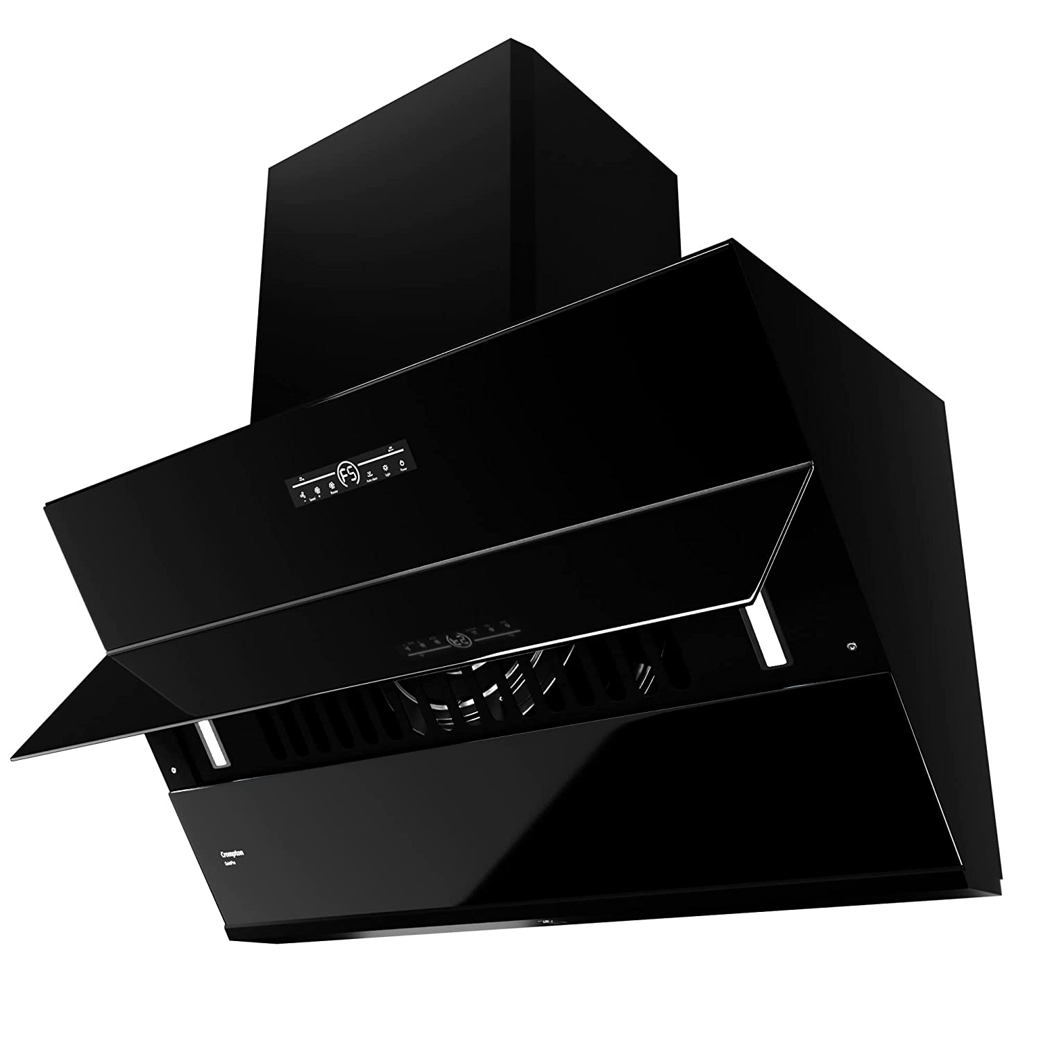 Crompton QuietPro Inverter Motor Inclined 90cm Chimney Filterles (Black), Free installation&Ducting kit,1710 m³/hr (CHD-QPVI90FLE-MBL)