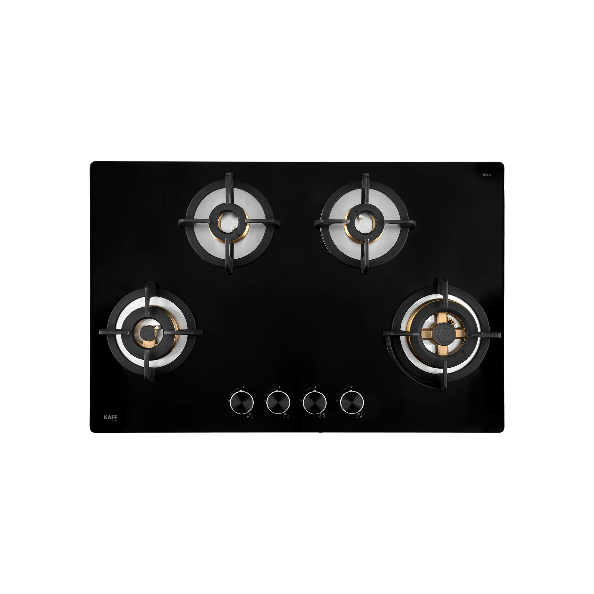 KAFF BLH 804 80cm 4 Brass Burner Built-in Gas Hob – Black Tempered Glass