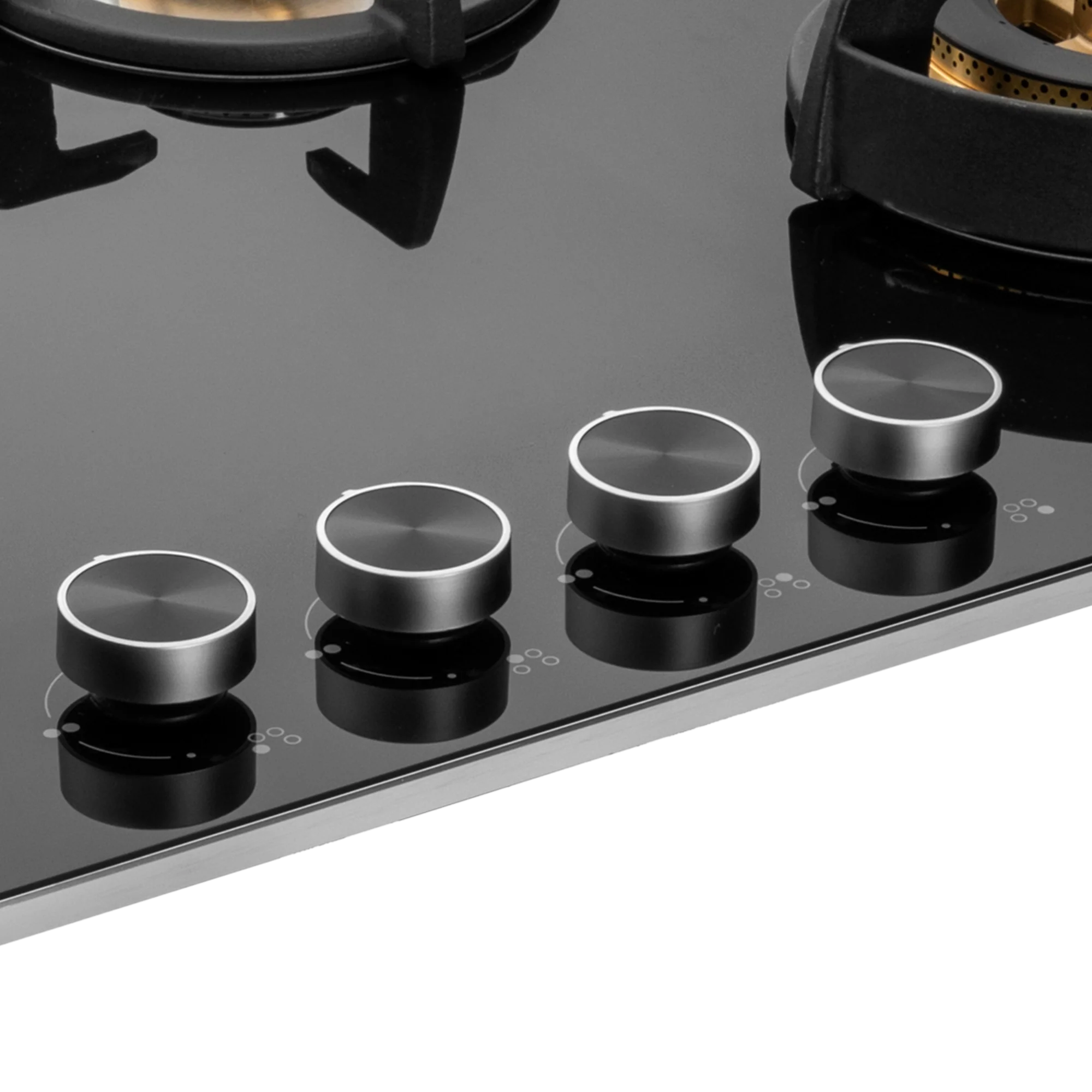 KAFF BLH 804 80cm 4 Brass Burner Built-in Gas Hob – Black Tempered Glass