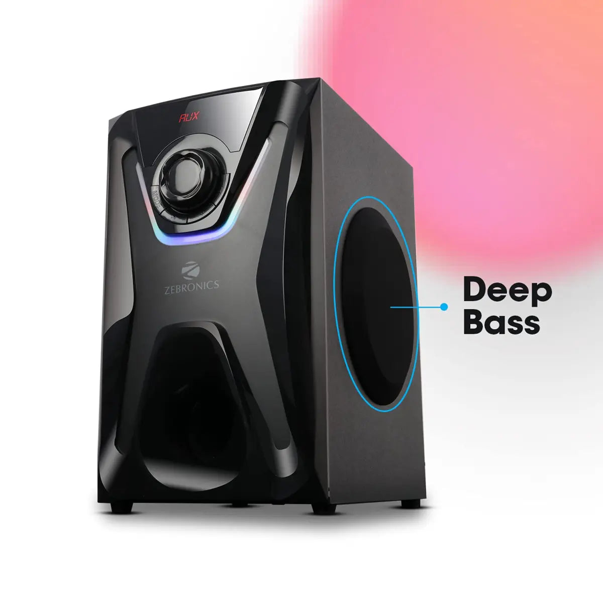 Zebronics Zeb-Sonata 4.1 Channel Home Theater Speaker with Subwoofer Supporting Bluetooth 5.0/USB Slot/AUX/Built in FM Radio, Remote Control, RGB Lights, LED Display