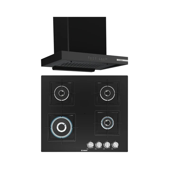 Bosch DWB68IJ60I 60cm Chimney + PNH6B6B12I 60cm 4 Burner Gas Hob Combo