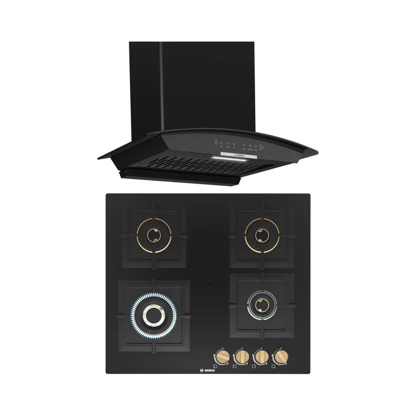 Bosch DWA68IJ60I 60cm Chimney + PNH6B6F20I 60cm 4 Burner Hob Combo