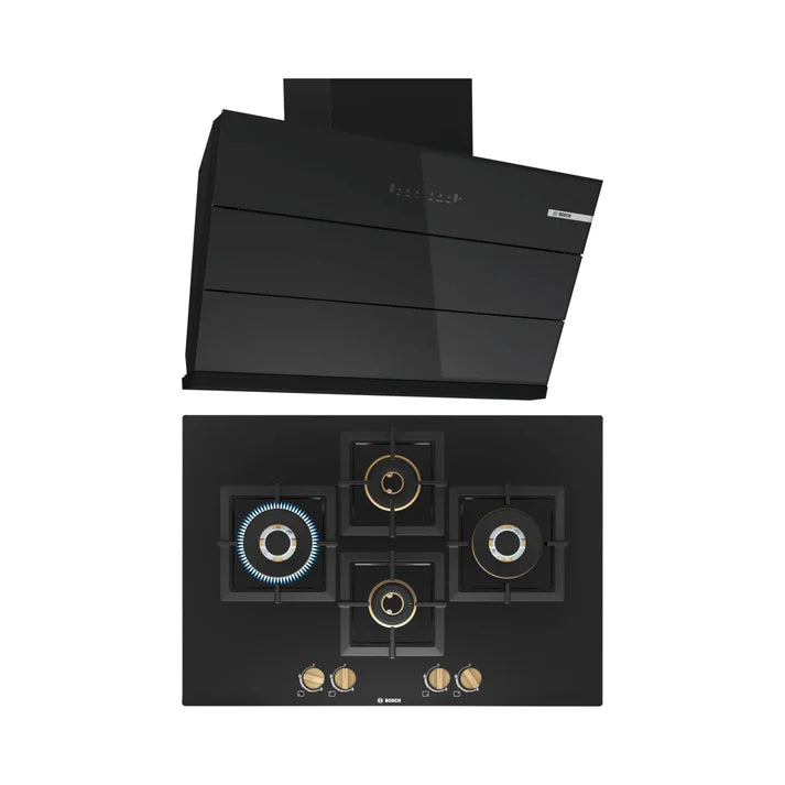 Bosch DWK98IJ60I 90cm Chimney + PNI7B6F20I 4 Brass Burner Hob Combo