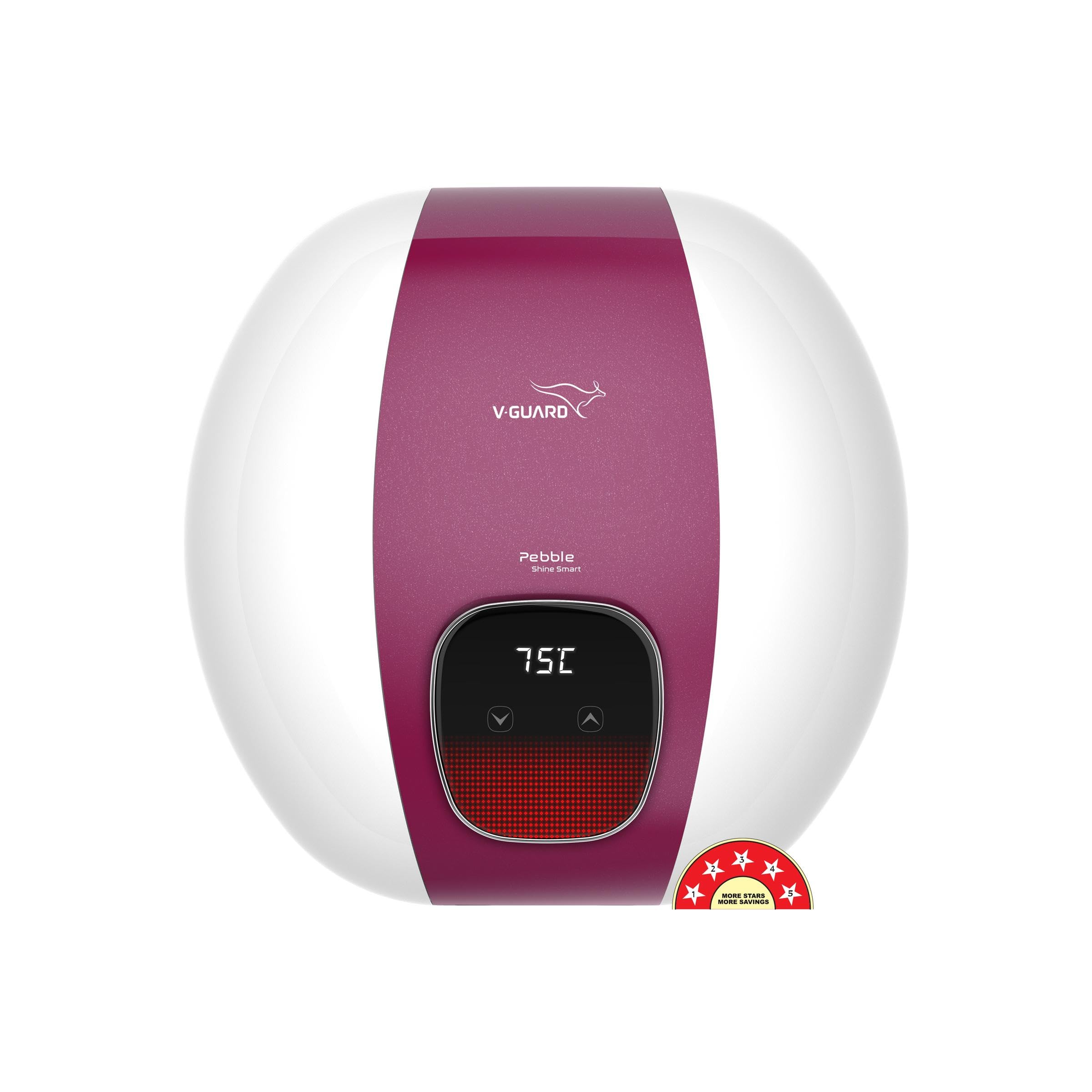V-Guard Pebble Shine Smart Geyser 15 Litre Water Heater With WiFi Connectivity|Wall Mount|Voice Control Using Google And Alexa|Bee 5 Star Rating|Free Pan India Installation&Connection Pipe,Mu
