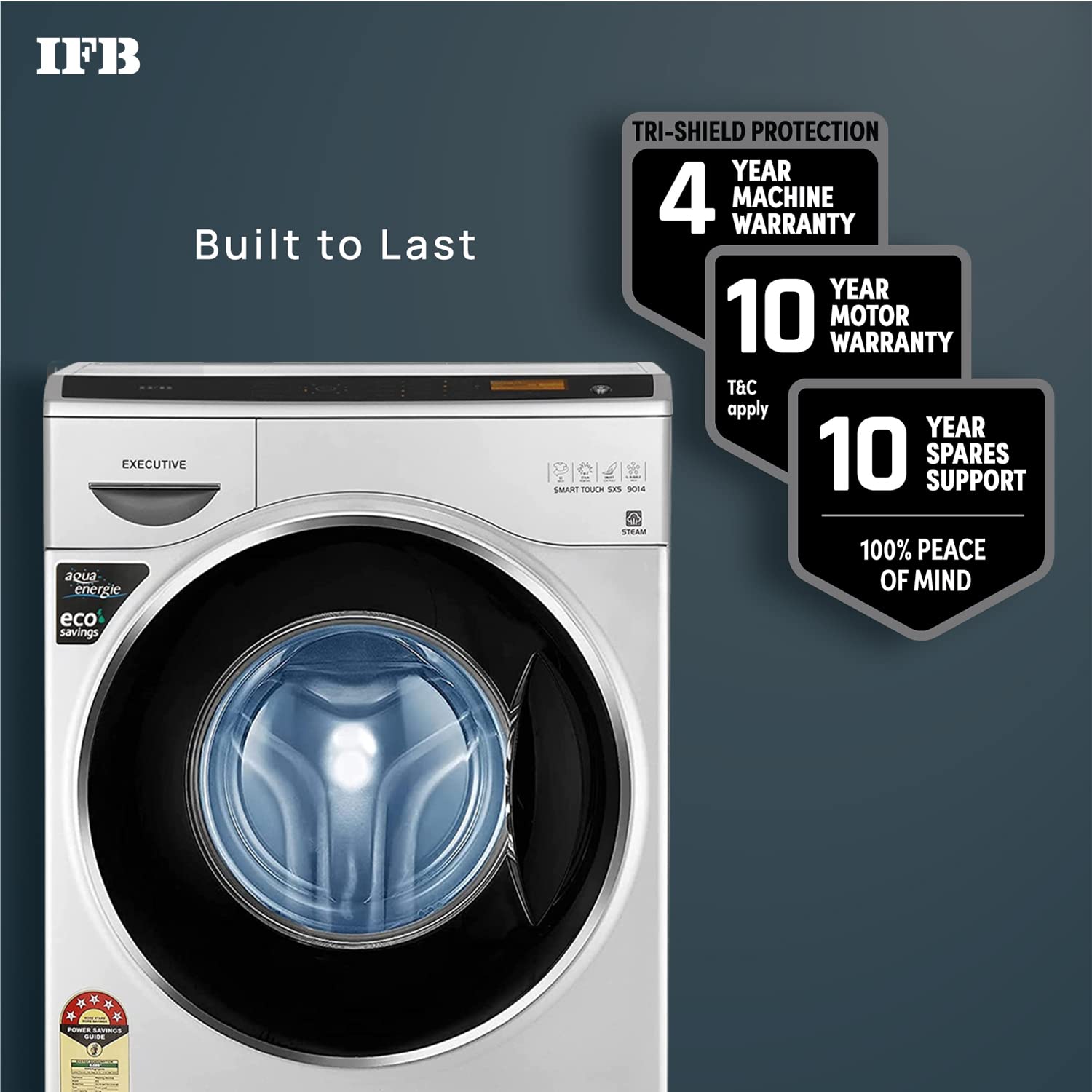 IFB 9 Kg 5 Star Front Load Washing Machine 2X Power Steam (EXECUTIVE SMART TOUCH SXS, Silver, O2 Bubble Wash, 4 years Comprehensive Warranty)