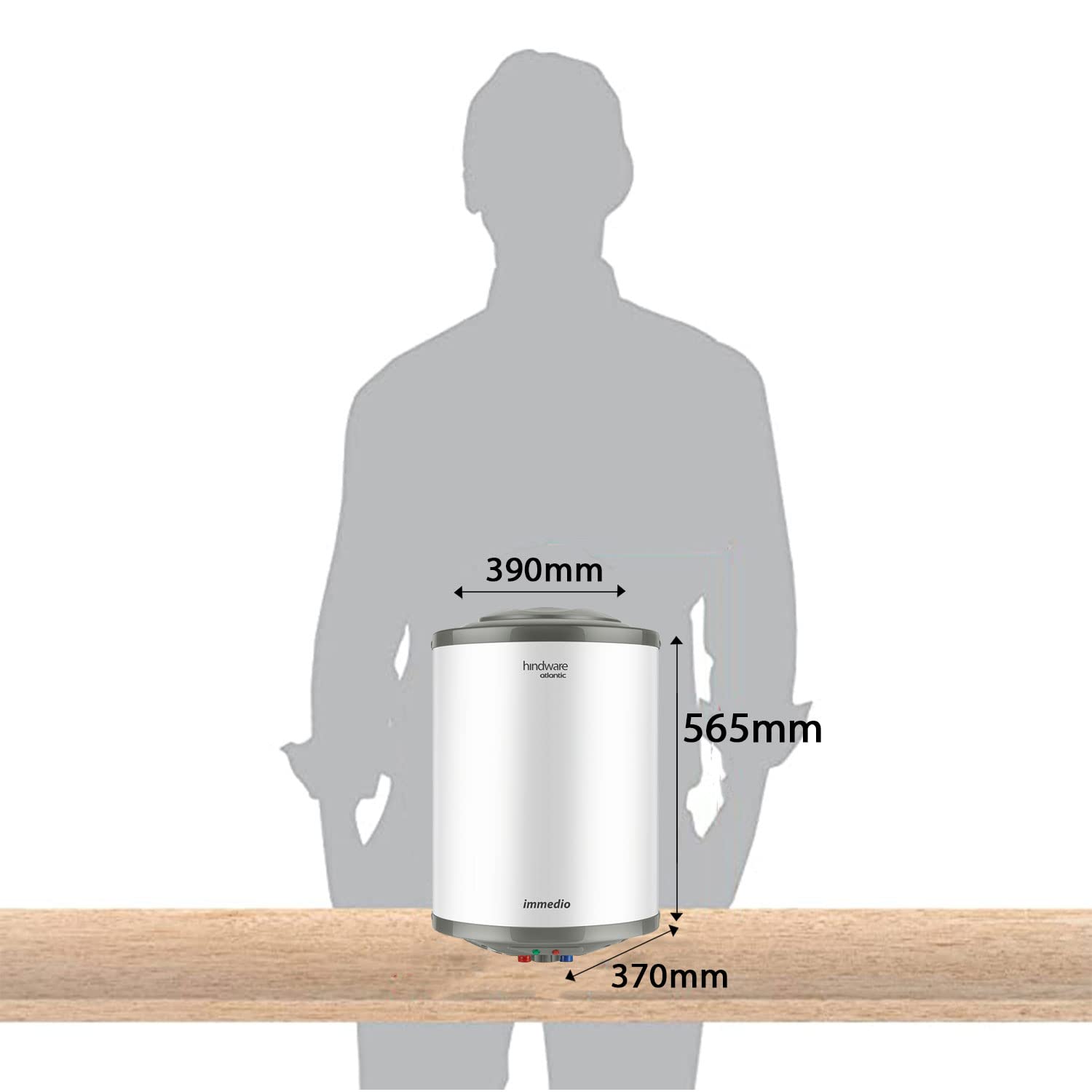Hindware Atlantic Immedioâ  25L Water Heater, Wall Mounting, White & Grey