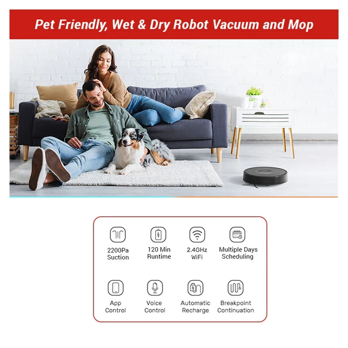 Milagrow BlackCat 23 Nano -Wet & Dry Floor Cleaning Robot with 2600 mAh Battery & 2200Pa Suction Power