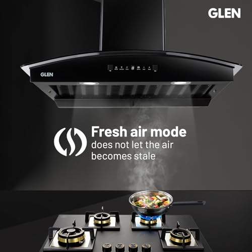 Glen 90 cm 1600 m3/hr BLDC Filterless Autoclean Kitchen Chimney with Heat Sensor (Fabia BLDC BLACK 90cm)