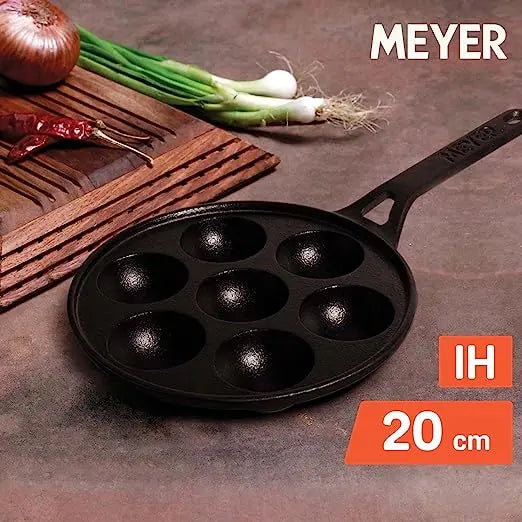 Meyer Cast Iron Appam Pan (Gas Compatible) 48484 20cm Black