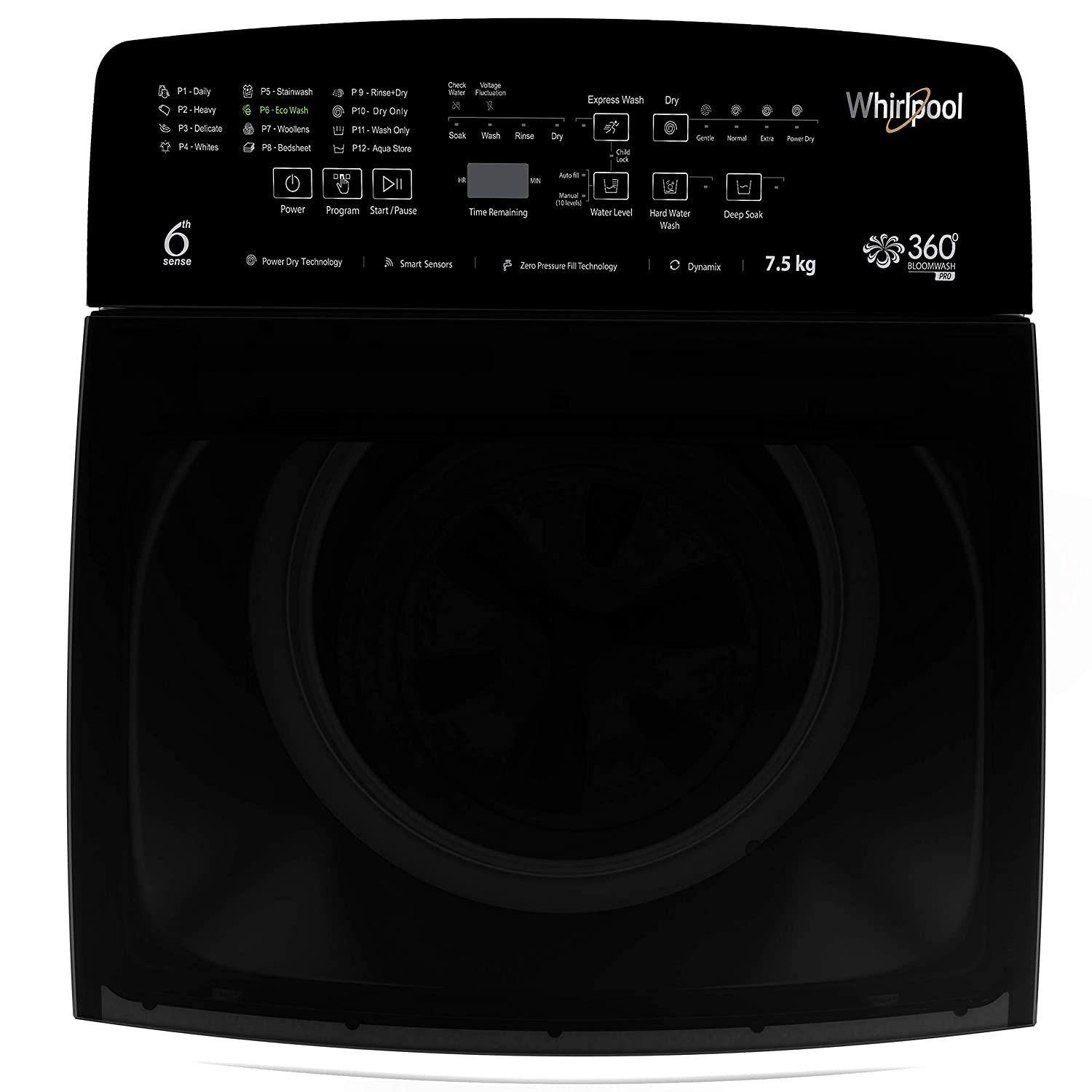 Whirlpool 7.5 Kg 5 Star Fully-Automatic Top Loading Washing Machine (360 BLOOMWASH PRO (540) 7.5, Graphite, Hexa Bloom Impeller)