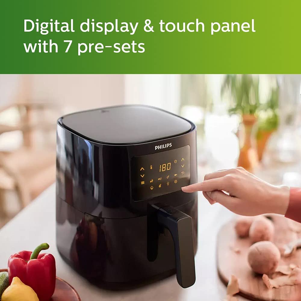 Philips Essential Air Fryer Hd9252/70 With Rapid Air Technology, Uses Up To 90% Less Fat, 7 Presets Touch Screen , Black