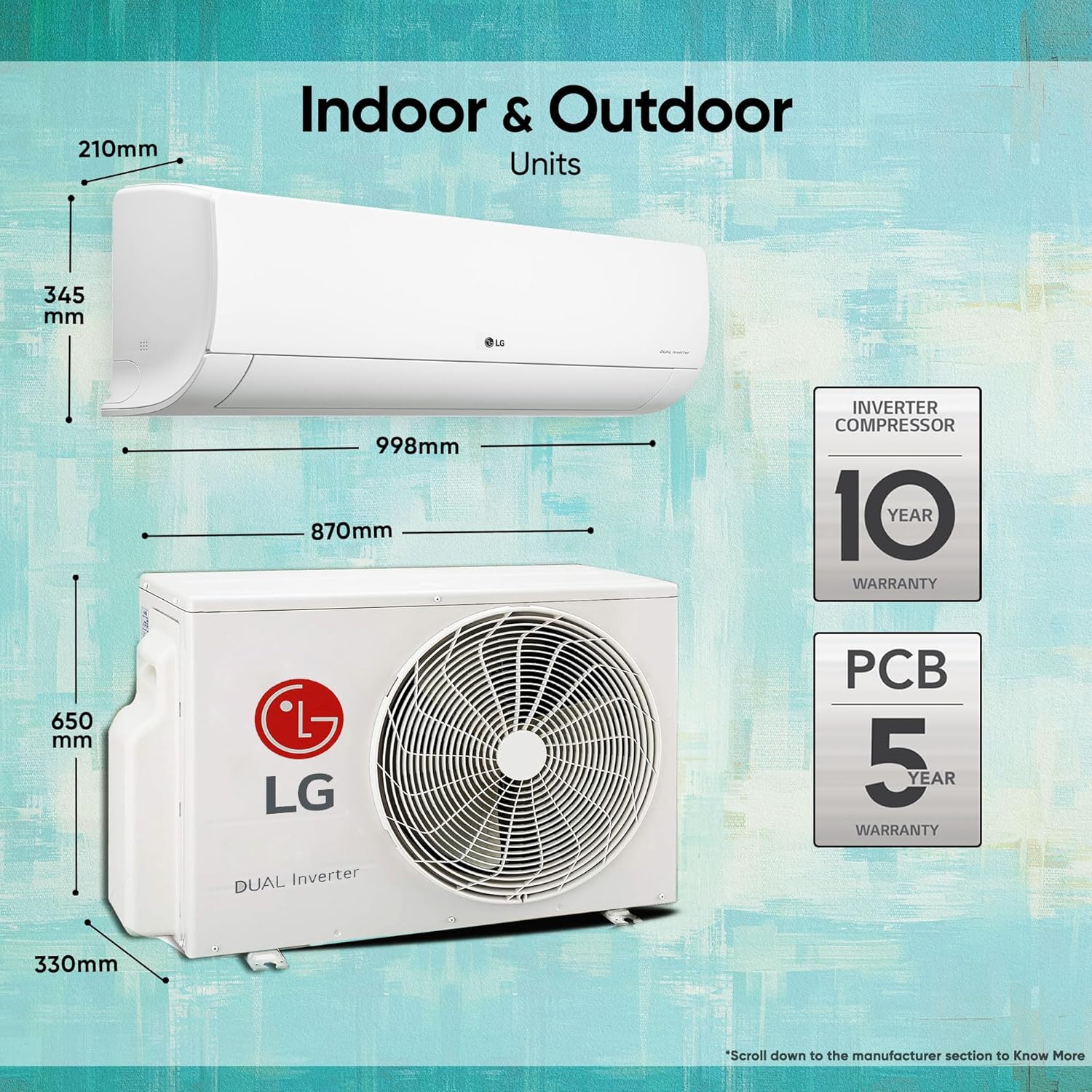 LG 2.0T 3 Star DUAL Inverter Split AC (Copper, AI 6-in-1 Cooling, 4 Way Swing, HD Filter, Anti-Virus, TS-Q24ENXE)