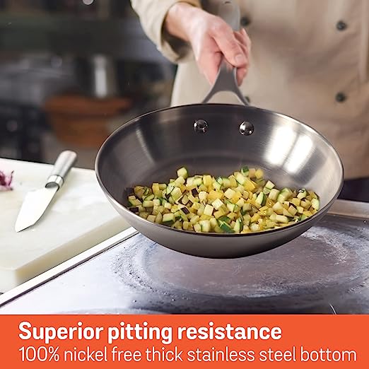 Meyer Select Stainless Steel Open Frypan 1.18L Gas and Induction Base 70333 24cm Silver