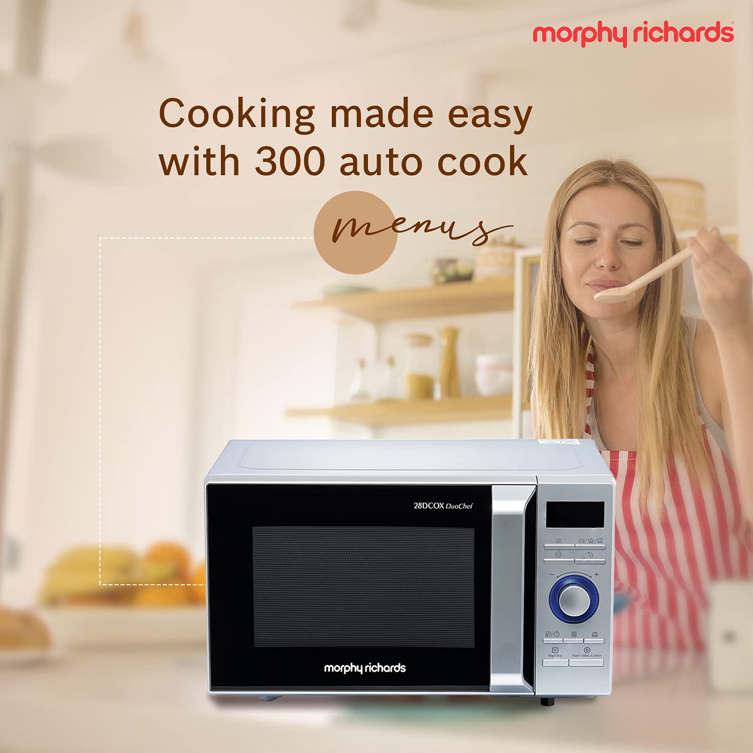 Morphy Richards 28DCOX DuoChef Pro-Convection Microwave Oven and OTG Oven, 28 Ltr, Dual Grill, 300 Auto Cook Menus, Silver, Regular