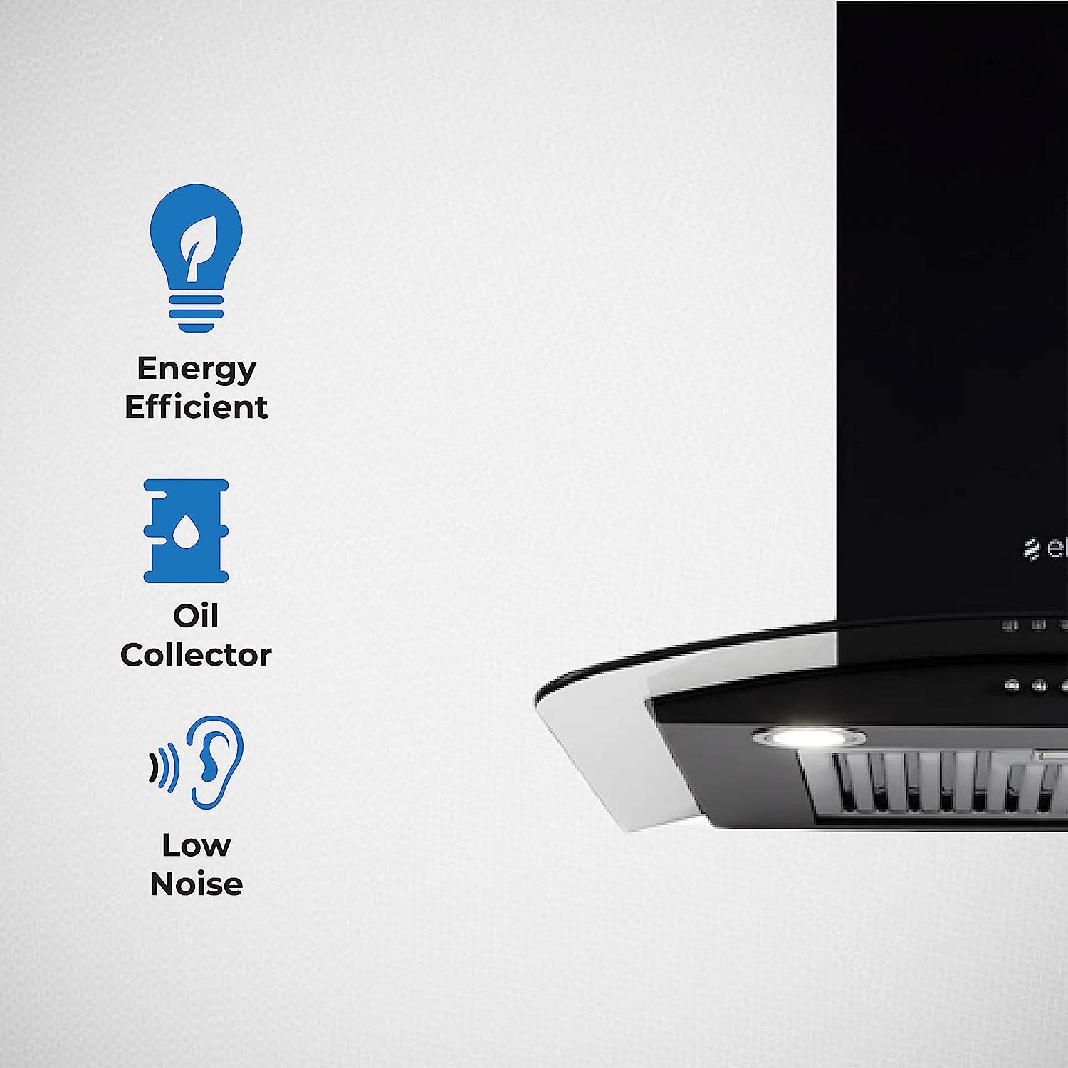 Elica 60 cm 1220 m3/hr Chimney (GLACE SF ETB PLUS LTW 60 PB LED, Black) with Installation Kit