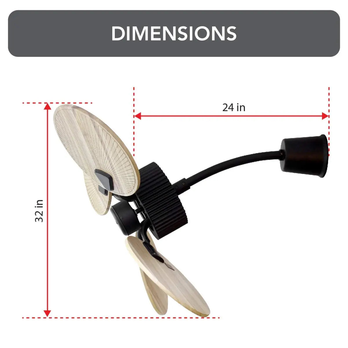 oltao Finn 32" Wall Fan With BLDC Motor, Reverse Air Flow  Wooden Blades, Remote