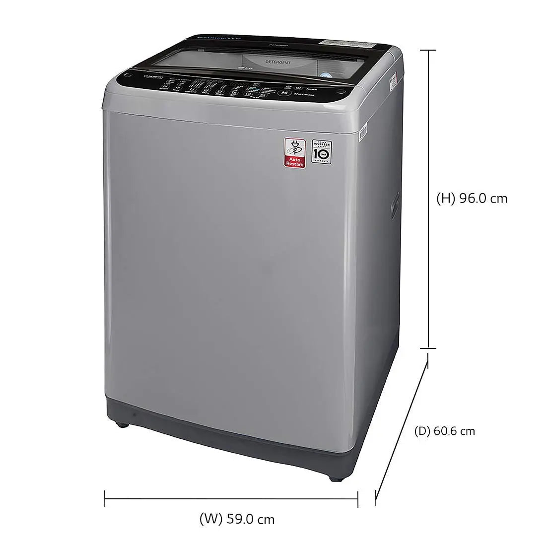 LG 10 Kg Inverter Fully-Automatic Top Loading Washing Machine (T2077NEDLG, Middle Free Silver)