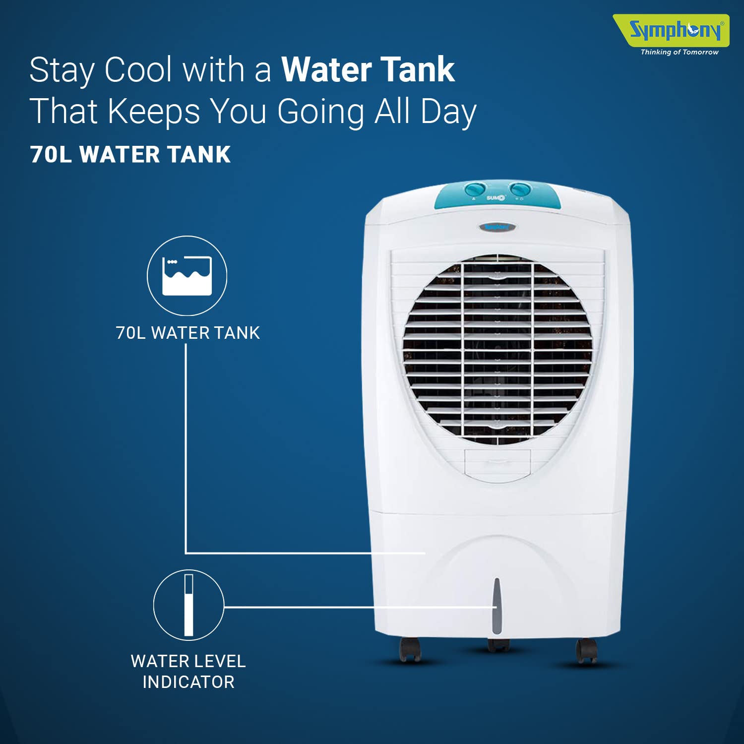 Symphony Desert Cooler - 70L, White