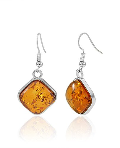 Giftipedia Sterling Silver Multicoloured Amber Pendant Necklace and Earrings Set